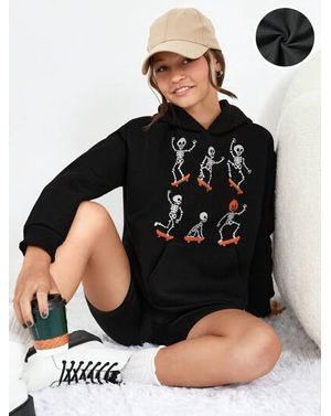 Hanorac Shein din bumbac cu imprimeu si buzunar 24MAE38118