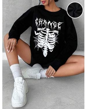 Bluza Shein casual din bumbac cu imprimeu 24MAE38354