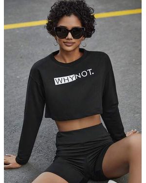 Bluza Shein crop din bumbac cu maneca lunga 24MAE38451