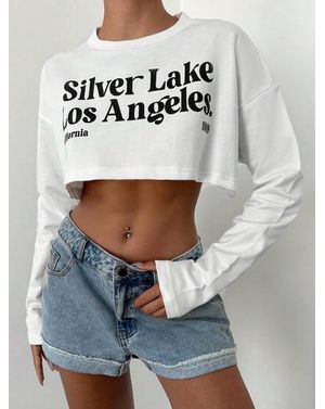 Bluza Shein crop din bumbac cu maneca lunga 24MAE38460