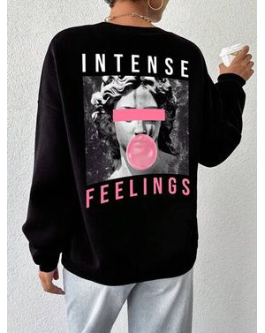 Bluza Shein casual din bumbac cu imprimeu pe spate 24MAE38474