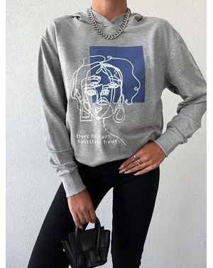 Hanorac Shein casual cu imprimeu si gluga 24MAE38484
