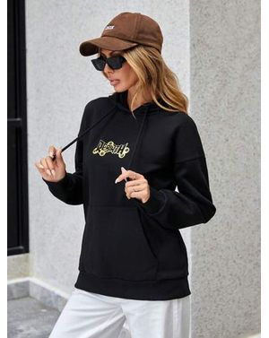 Hanorac Shein casual cu buzunar in fata si gluga 24MAE38502
