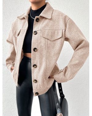 Jacheta Shein cu nasturi guler ascutit si buzunare la piept 24MAE38637