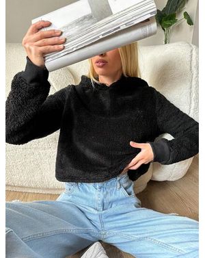 Hanorac Shein crop imblanit cu gluga si mansete elastice 24MAE38756