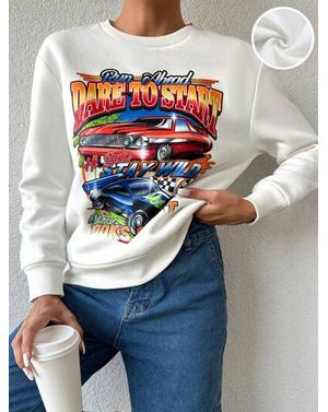 Bluza Shein comoda cu imprimeu si guler rotund 24MAE38764