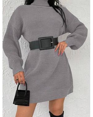 Pulover tricotat Shein cu guler inalt 24MAE38886