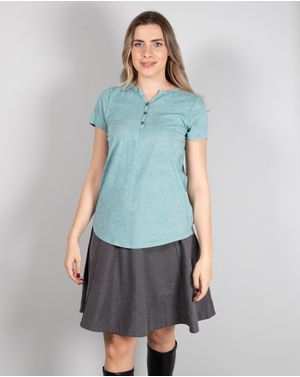 Tricou uni din bumbac cu nasturi la baza gatului N241438004
