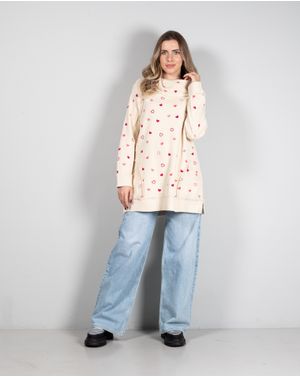 Bluza din bumbac cu buzunare atasate si model brodat N241436001