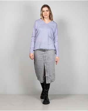 Hanorac asimetric din bumbac cu gluga N241406009