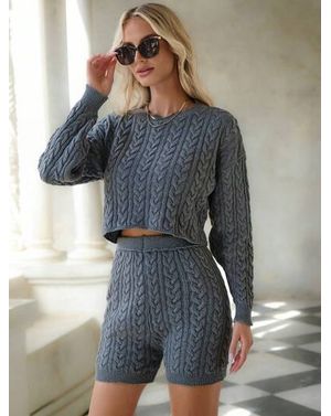 Costum Shein cu pulover si pantaloni scurti 24MAE39032