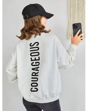 Hanorac Shein din bumbac cu imprimeu pe spate 24MAE39068