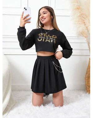 Bluza Shein crop din bumbac cu maneci lungi pentru fete  24MAE39089