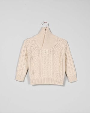 Pulover din bumbac tricotat cu torsade pentru baieti 24MKF01018