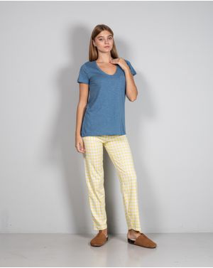 Pantaloni de pijama din bumbac cu talie elastica 24MUR45015