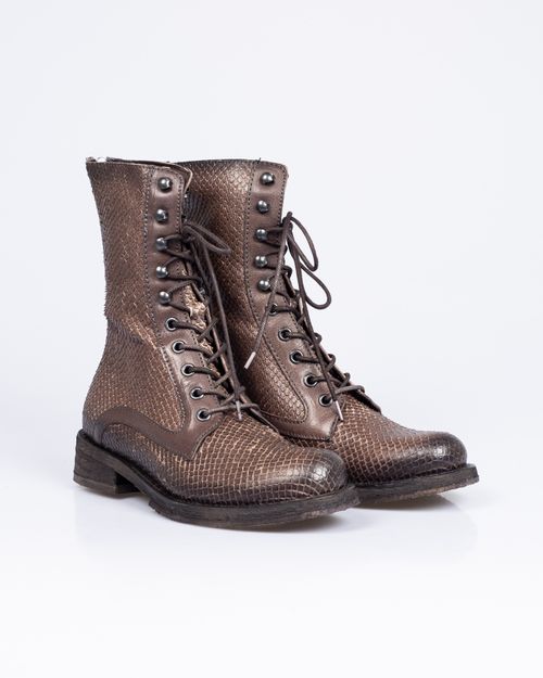 Ghete Felmini din piele naturala texturata cu fermoar la spate 24JMO07009