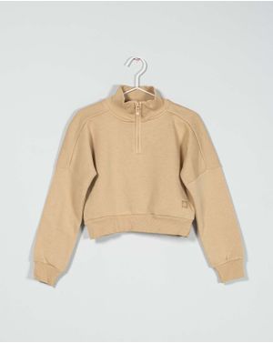 Bluza sport cu interior pufos si fermoar la baza gatului pentru fete 24MAB06069