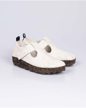 Pantofi Asportuguesas din lana naturala cu banda velcro 24EPF17018