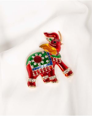 Brosa cu elefant rosu