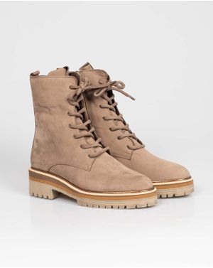 Ghete din piele naturala cu siret si fermoar lateral 24EPY41226