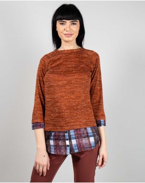 Bluza tricotata fin cu detalii in contrast 24DAV07018