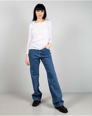 Jeans din bumbac cu talie inalta 24MAY16080