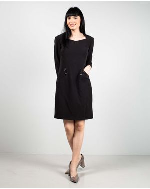 Rochie dreapta cu aplicatii si maneci trei sferturi 23DAV03043