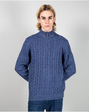 Pulover gros din bumbac tricotat cu fermoar la baza gatului 24MKF08060