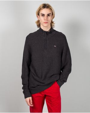 Pulover din bumbac cu guler mic si fermoar 24POS55007