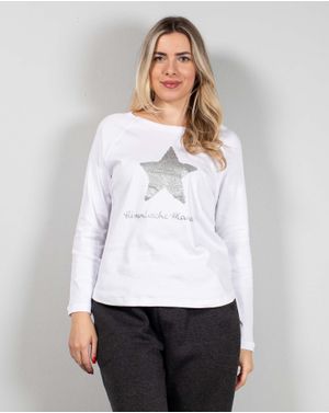 Bluza de pijama din bumbac cu maneca lunga 25ALN21002