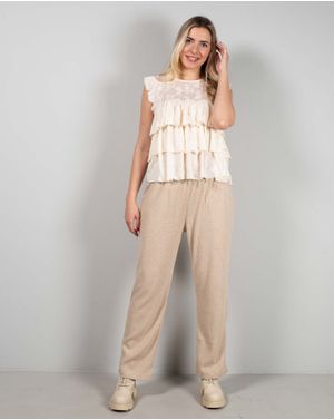Pantaloni drepti din bumbac 25ALN01021