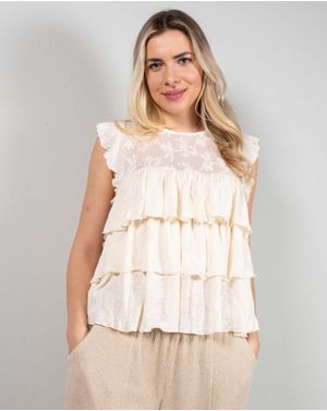 Bluza din bumbac cu volane 25ALN20008