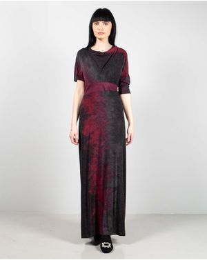 Rochie lunga cu maneci scurte si fermoar la spate 25ALN12001