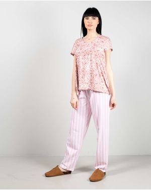 Pantaloni de pijama din bumbac in dungi 25MUR07019