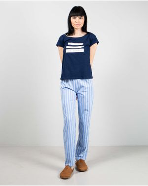 Pantaloni de pijama din bumbac in dungi 25MUR07034