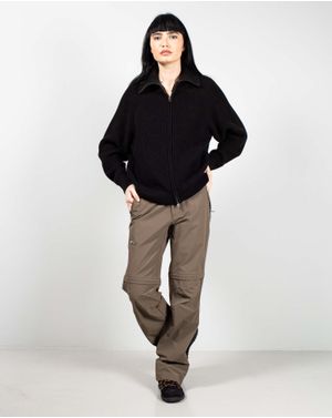 Cardigan din bumbac tricotat cu fermoar 25MKF02045