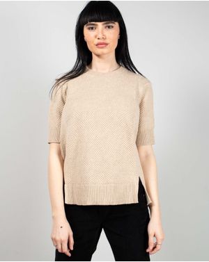 Pulover din bumbac tricotat cu maneca scurta 25MKF02026