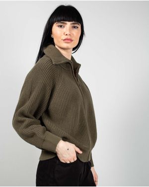 Cardigan din bumbac tricotat cu fermoar 25MKF02046