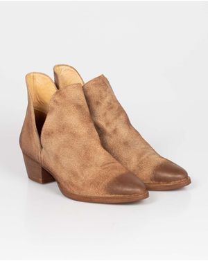Botine din piele naturala cu toc mic N241696005