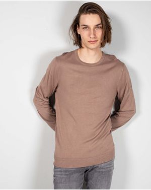 Pulover tricotat fin cu guler rotund 24POS56036