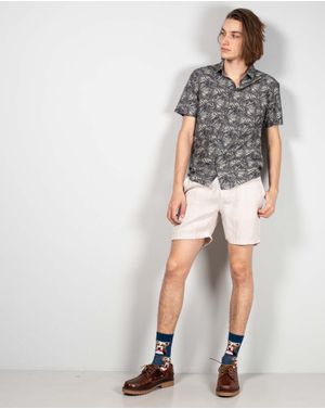 Pantaloni scurti din in cu talie elastica 25KOS01002