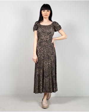 Rochie cu animal print si maneci bufante 25ZEN26003