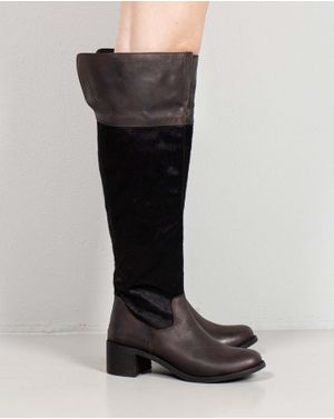 Cizme inalte din piele naturala cu fermoar partial N2416A3005