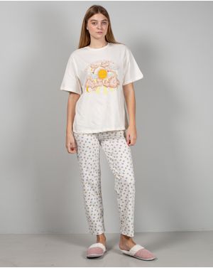 Pantaloni de pijama din bumbac cu imprimeu 25MUR07057