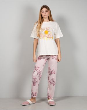 Pantaloni de pijama din bumbac cu talie elastica 25MUR07062