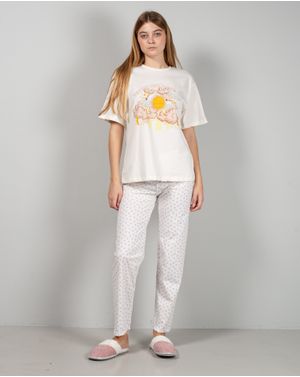 Pantaloni de pijama din bumbac cu imprimeu 25MUR07067