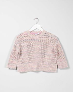 Pulover oversize din bumbac tricotat pentru fete 25MKF01003