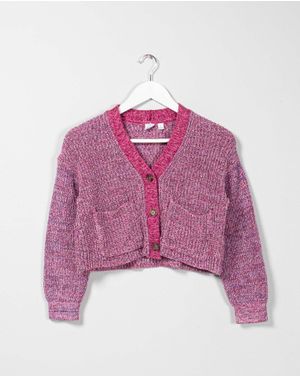 Cardigan scurt din bumbac tricotat pentru fete 25MKF01004