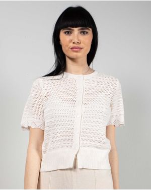 Cardigan din bumbac tricotat cu maneca scurta 25MKF02178