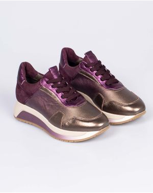 Pantofi sport din piele naturala cu siret si talpa inalta 25EPY02001